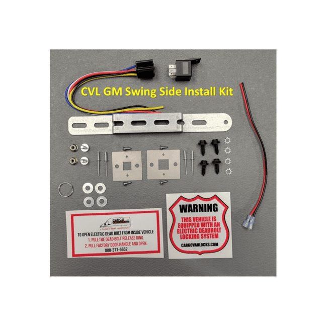 The contents of the GM "Electric Bolt" Swing Side Door Kit