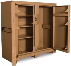 Knaack Jobmaster Cabinet Model 111 shown with doors open.