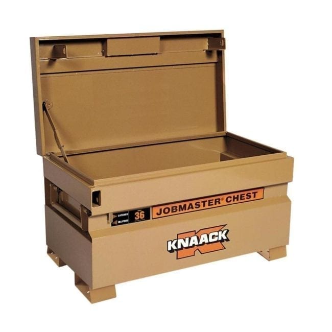 Knaack Jobmaster Chest Model 36 with lid open.