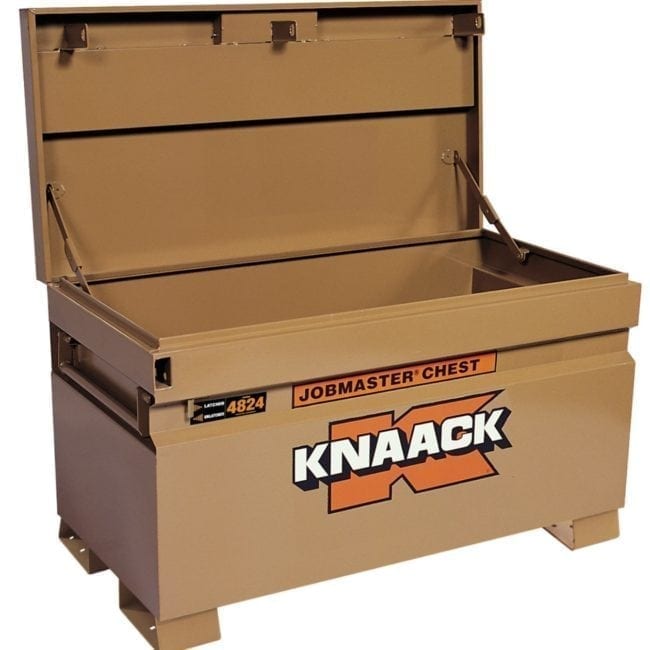 Knaack Jobmaster Chest Model 4824 with lid open.