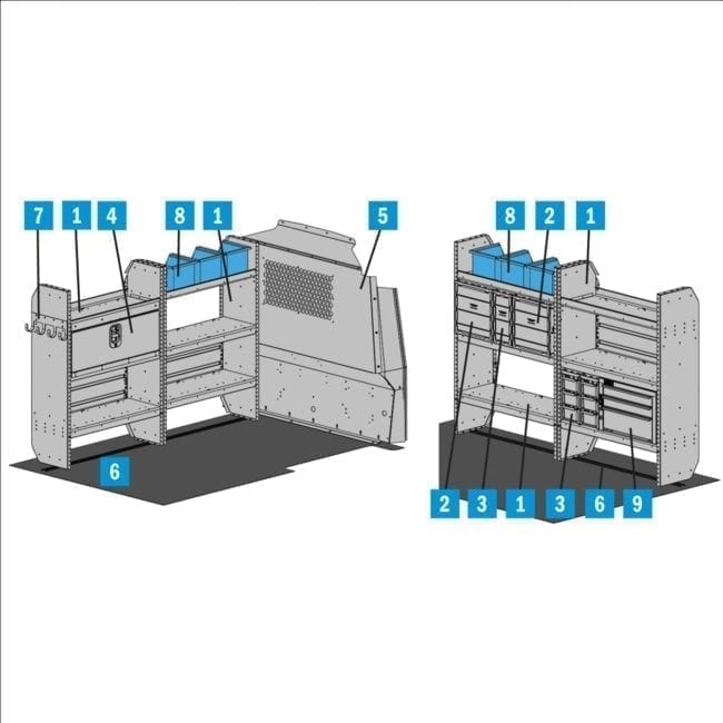Adrian Steel General Service Package-LWB for 2014 Transit Connect Model 5219