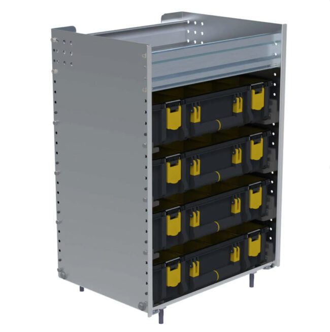 Ranger Design partskeeper organizer shown with 4 carry cases.