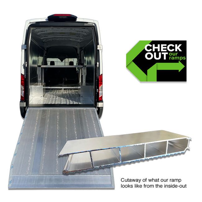 Cut away showing the inside construction on an aluminum Check Out Our Ramp.