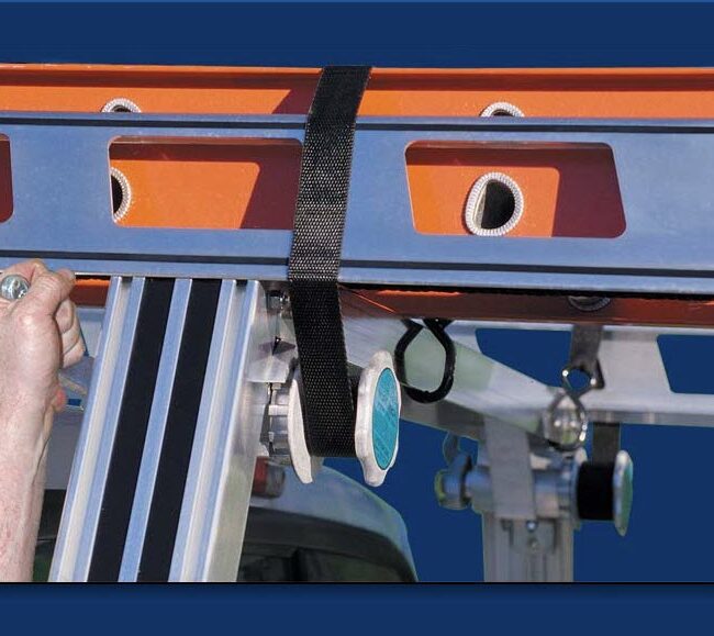 System One work winch shown mounted on the ITS series truck rack.